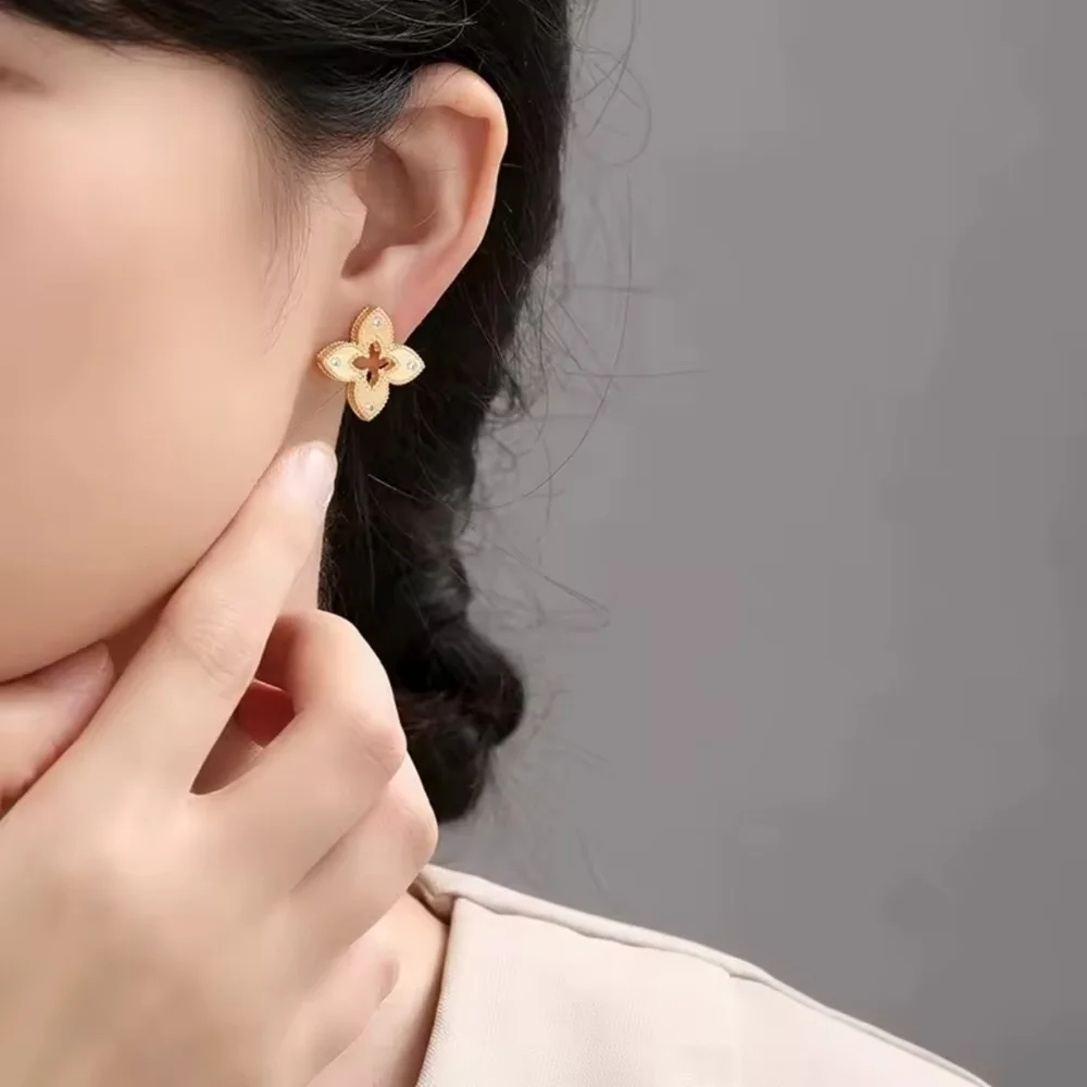 Luxury Gold Floral Earrings - Picture 2 of 7